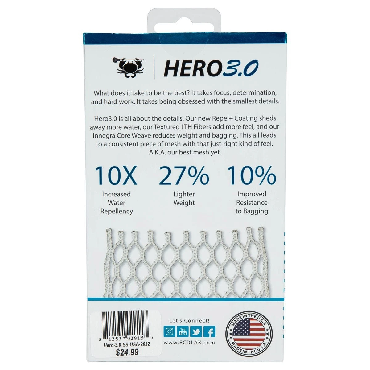 ECD Hero 3.0 Semi Soft USA LE Lacrosse Mesh 4 ECD Hero 3.0 Semi Soft USA LE Lacrosse Mesh - Image 2
